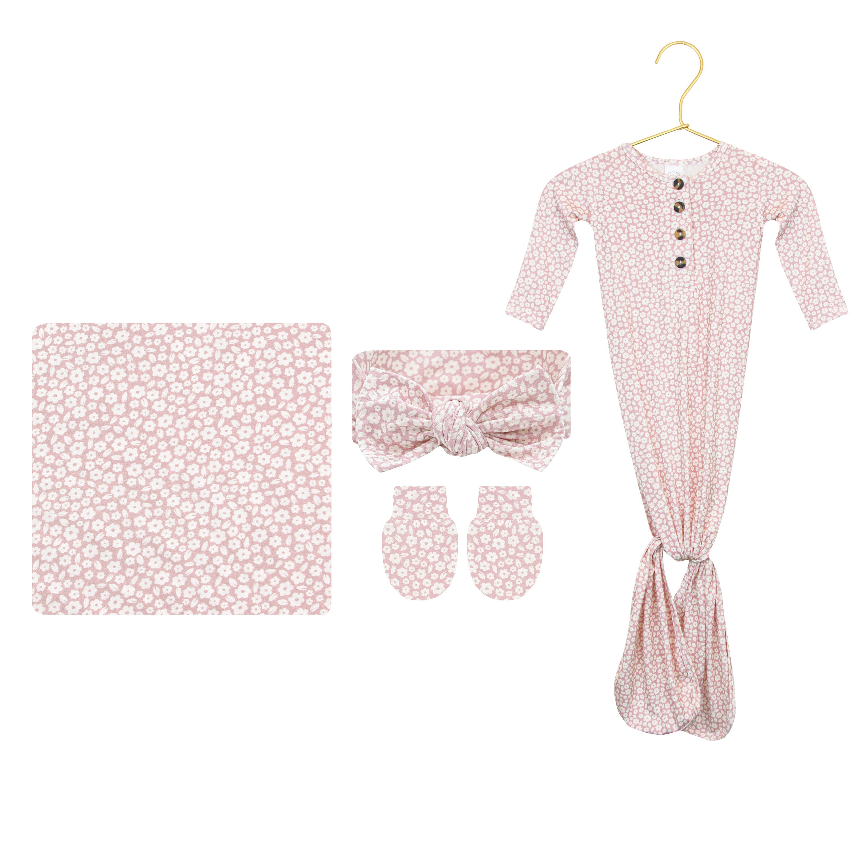 Flora Newborn Headband Bundle (Gown)