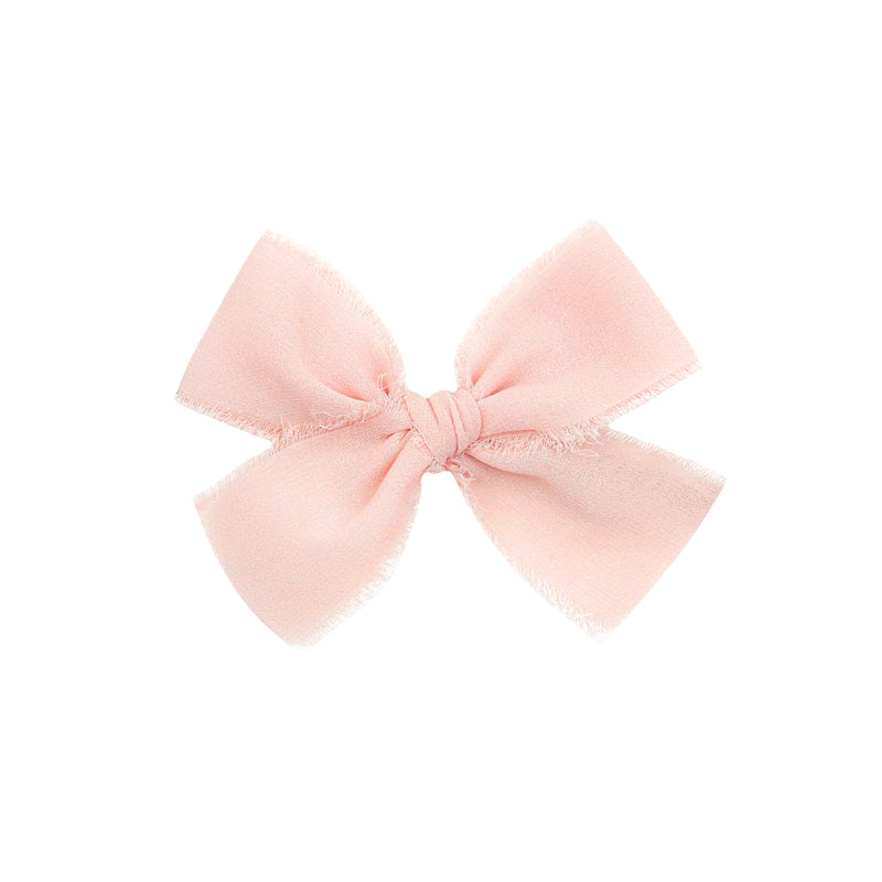 January - Chiffon Bow - Pink Clip