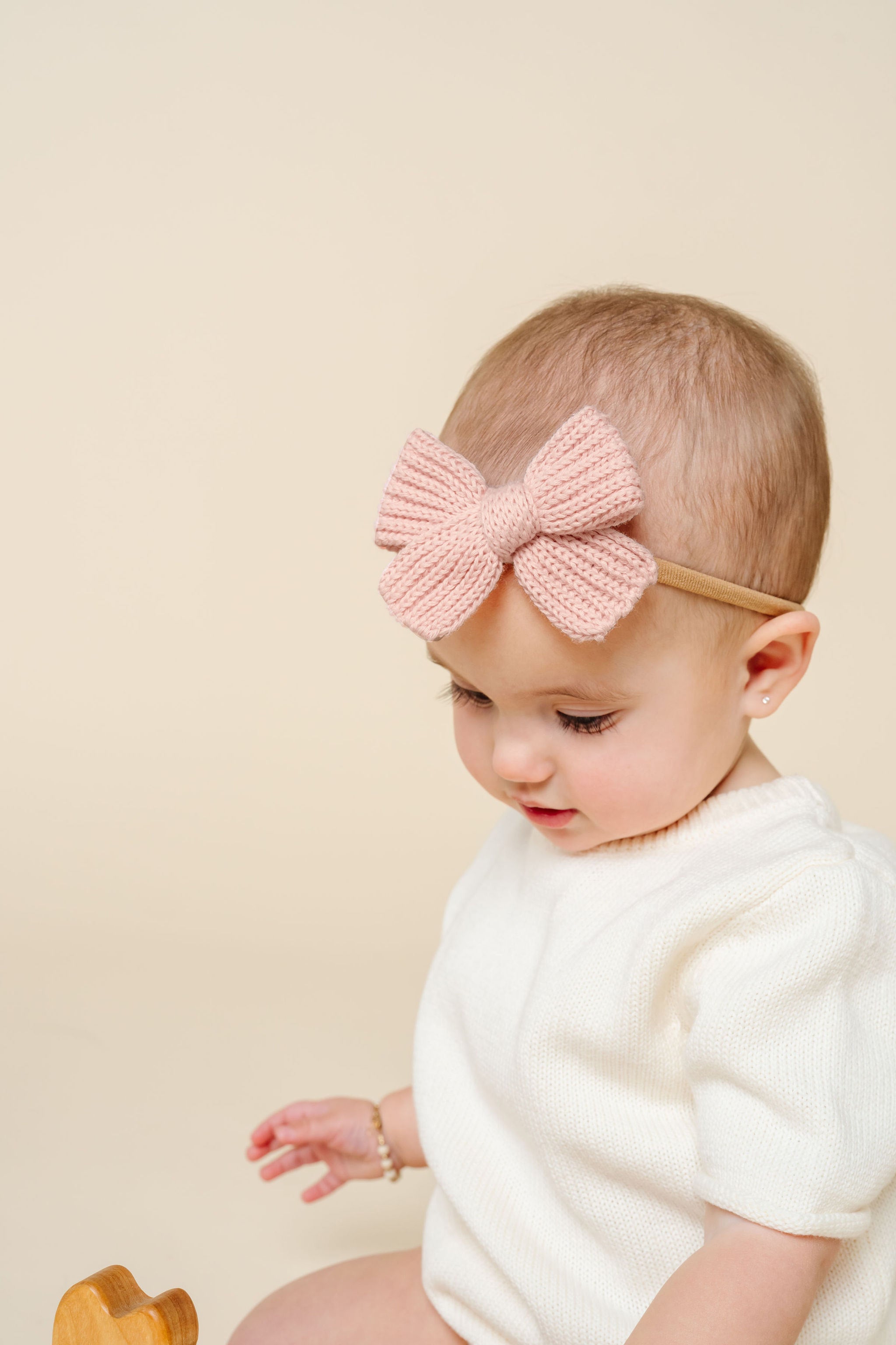 Sweater Bow - French Pink Chunky Knit Headband