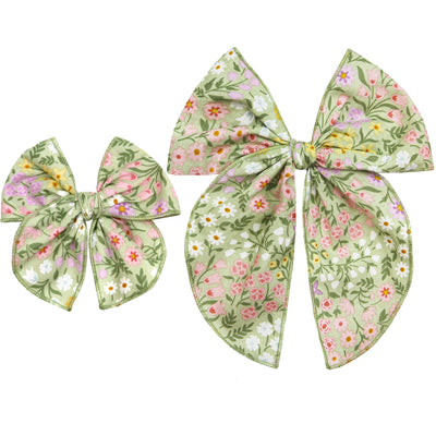 Heirloom Bow - Sage Floral Clip
