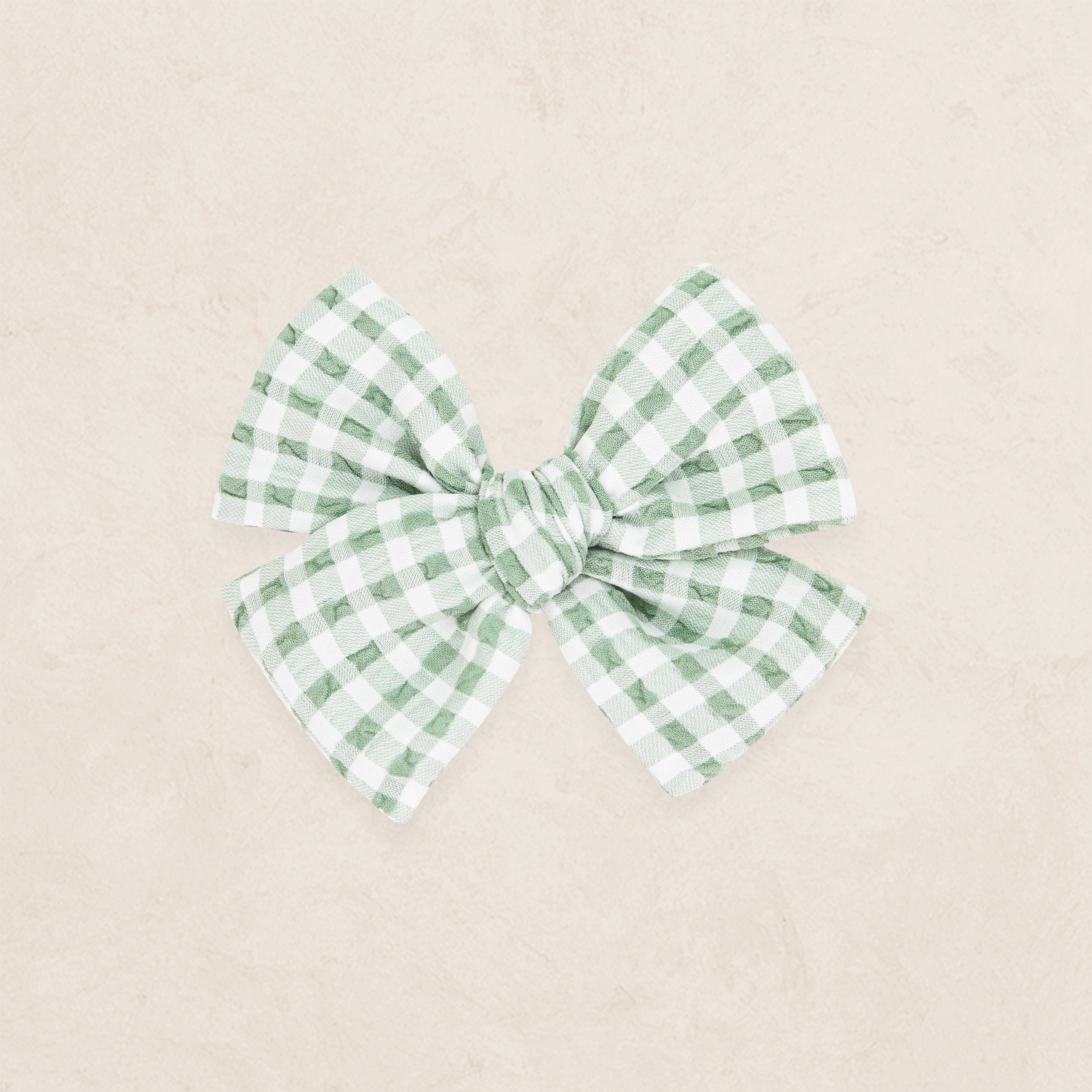 Adventure Bow - Basil Gingham Clip