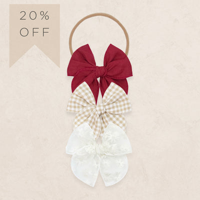 Heirloom Bow 3 Pack - Tan Gingham