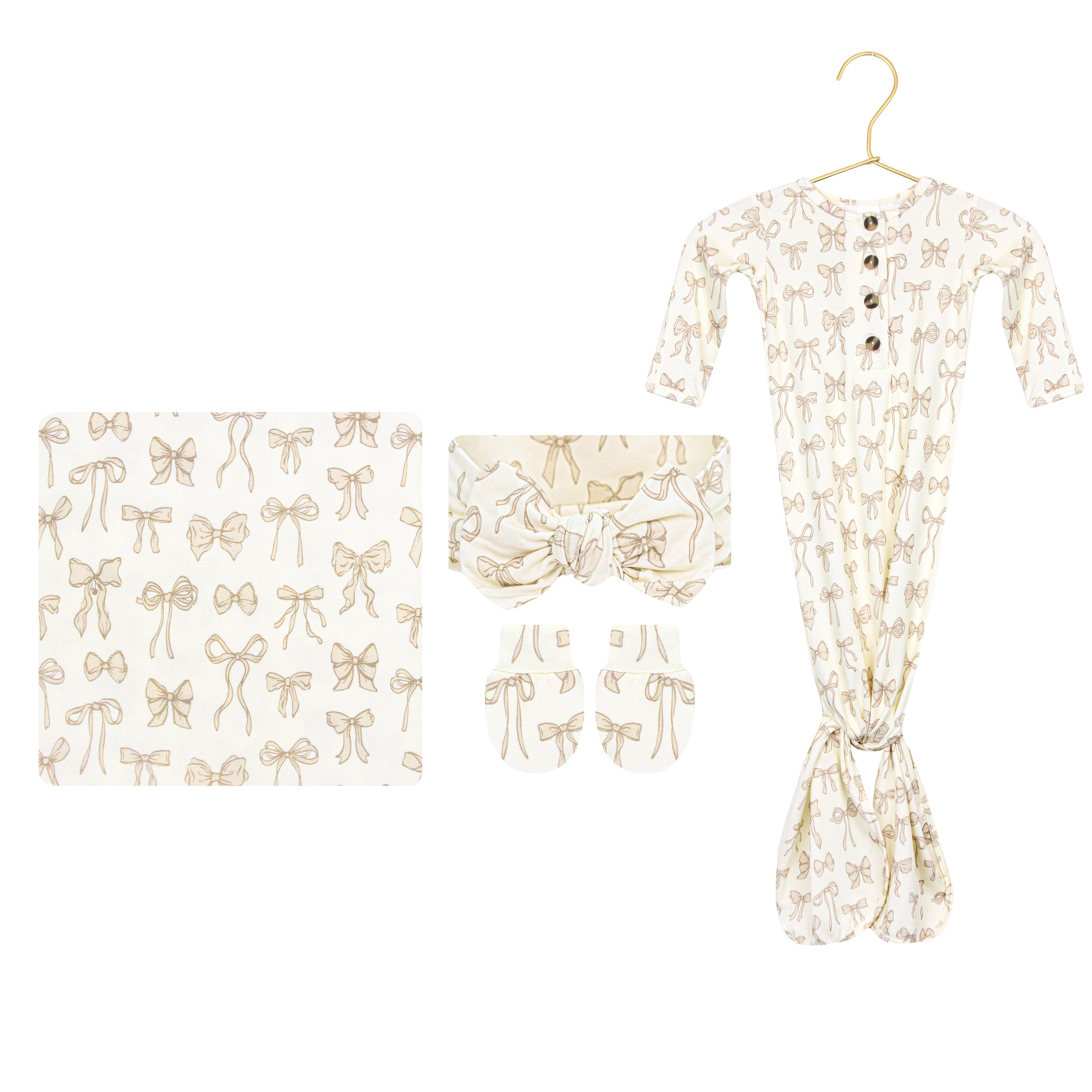 Isla Newborn Headband Bundle + Knotted Gown