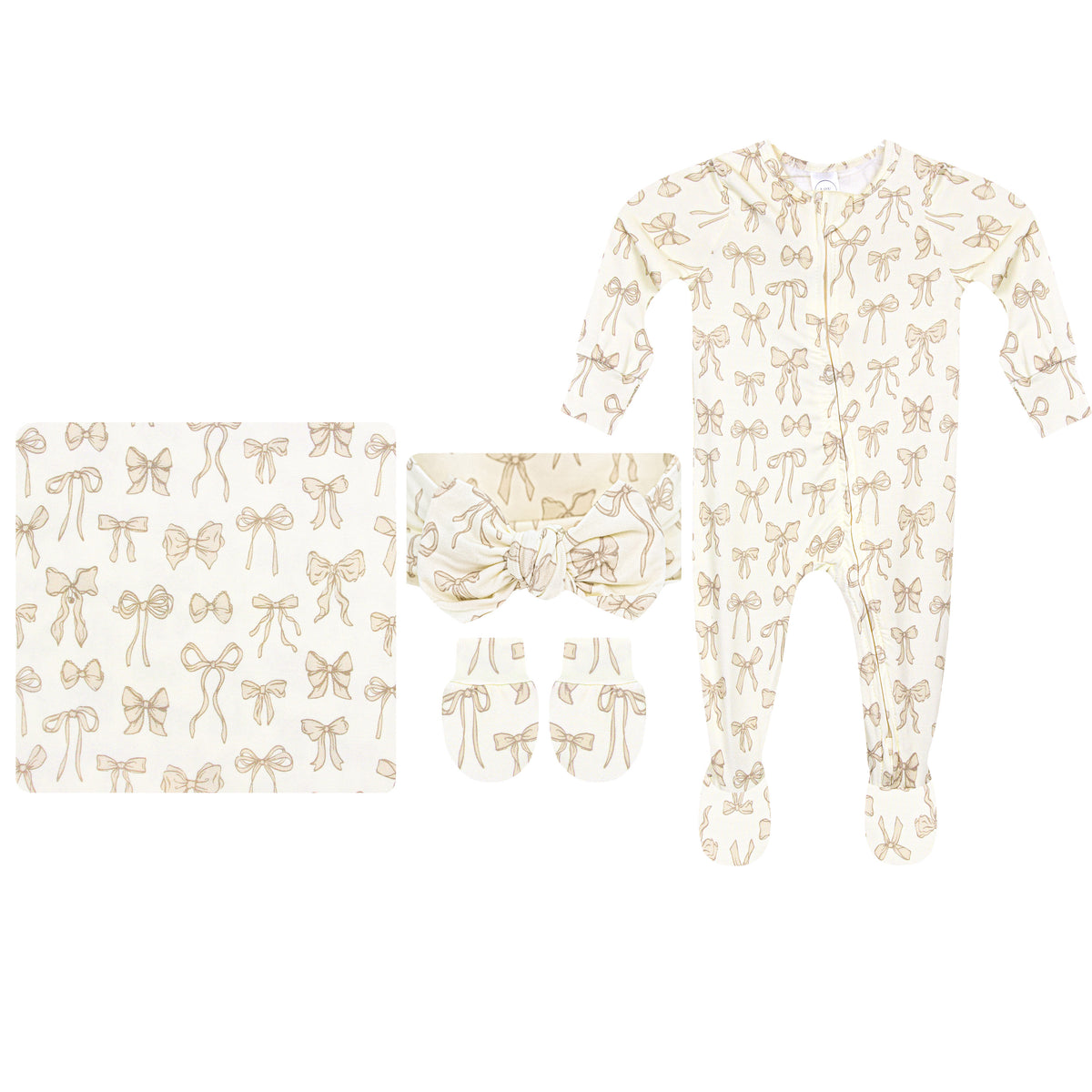 Isla Newborn Headband Bundle + Zipper Footie