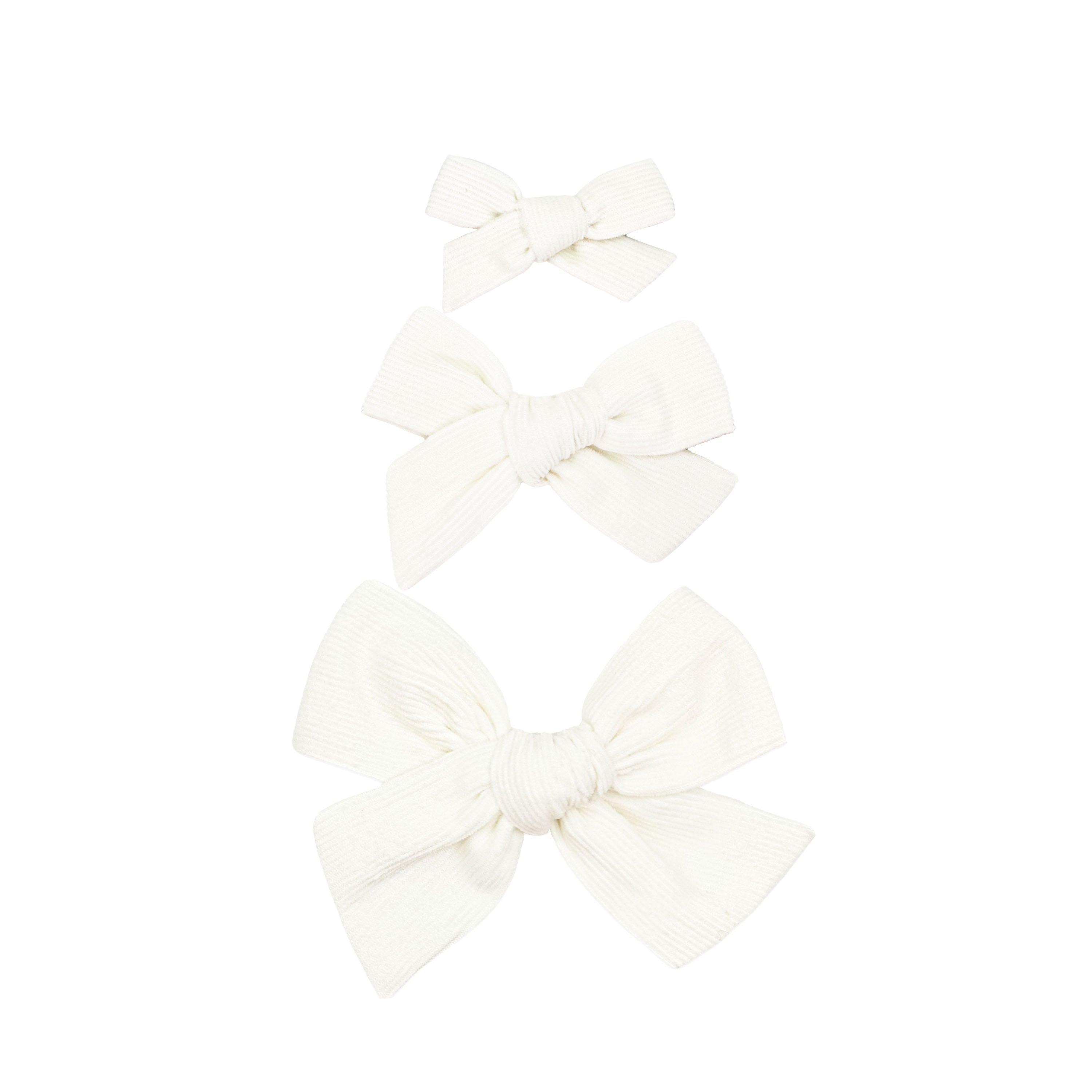 Linen Bow - Ivory Corduroy Clip