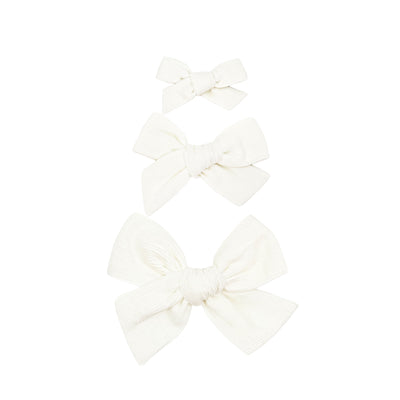 Linen Bow - Ivory Corduroy Clip