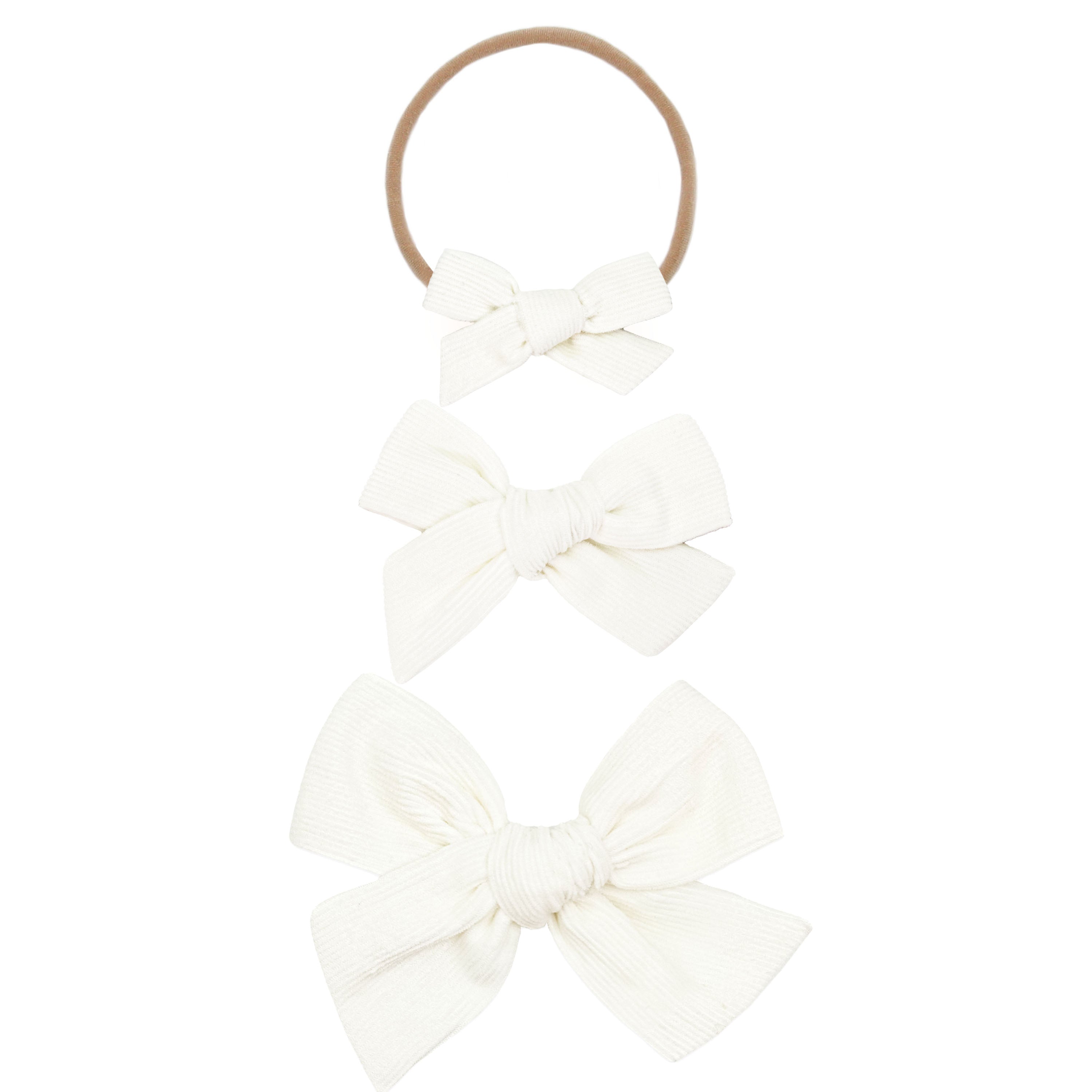 Linen Bow - Ivory Corduroy Headband
