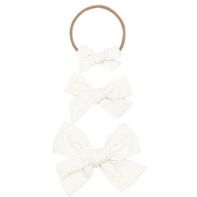 Linen Bow - Ivory Corduroy Headband