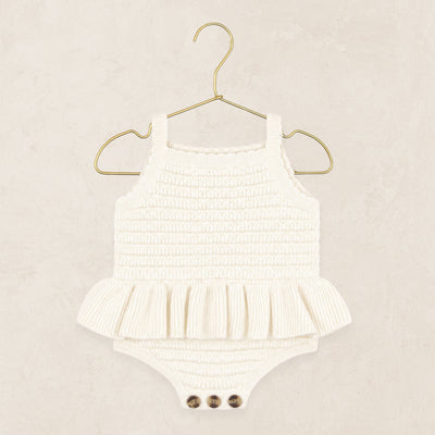 Knit Tank Onesie - Ivory Ruffle