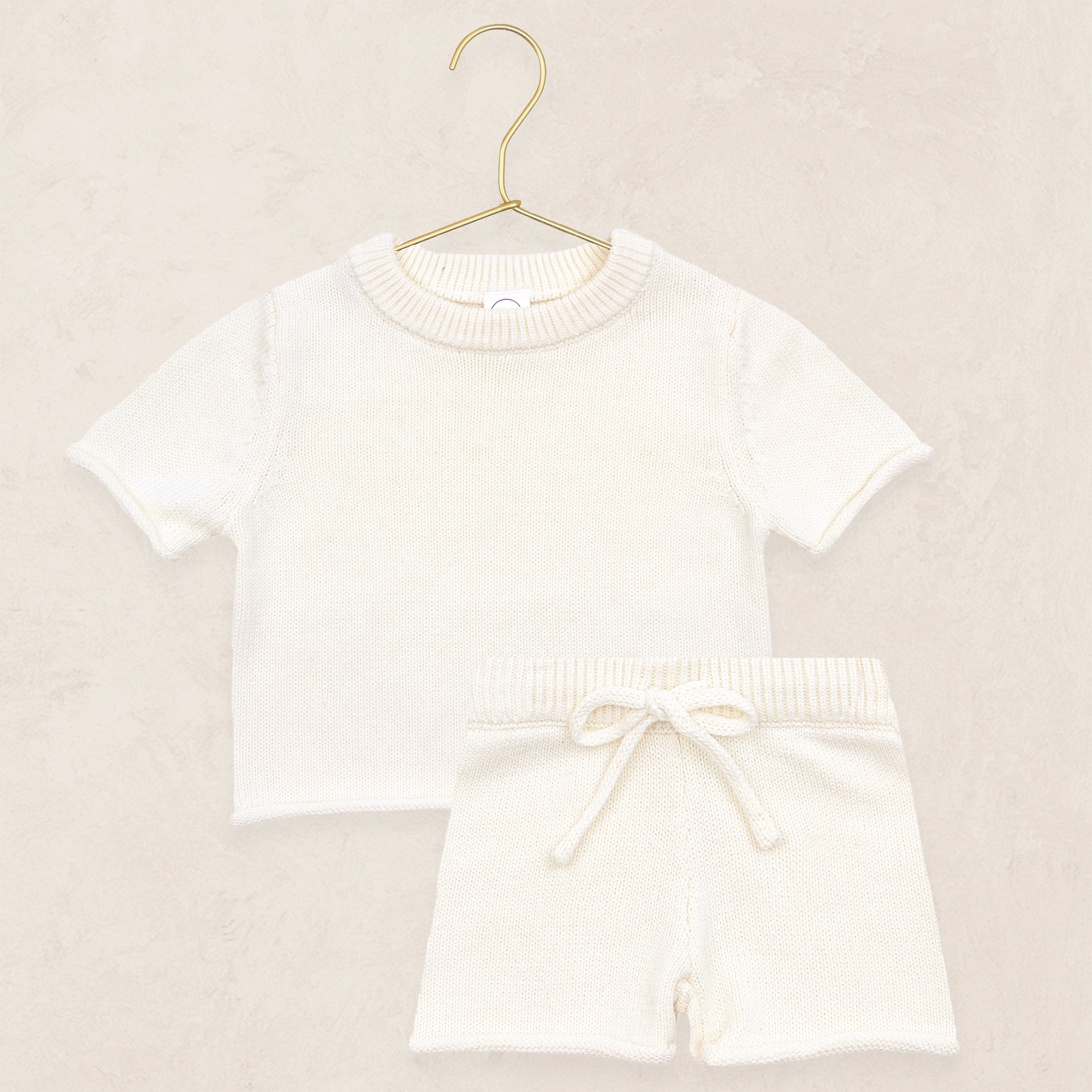Knit Shirt + Short Set - Ivory