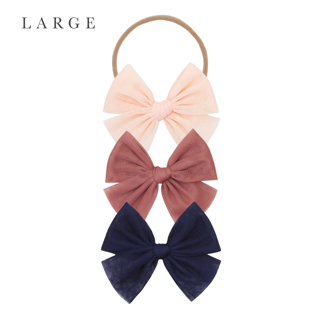 Tulle Bow 3 Pack: Rose