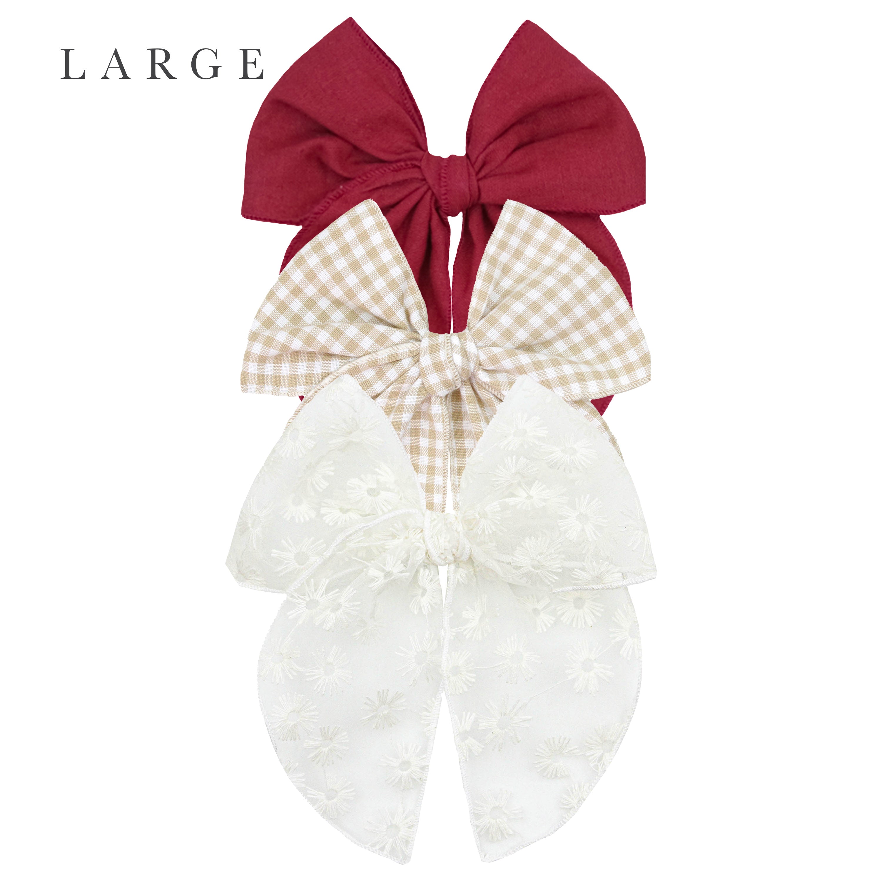 Heirloom Bow 3 Pack - Tan Gingham