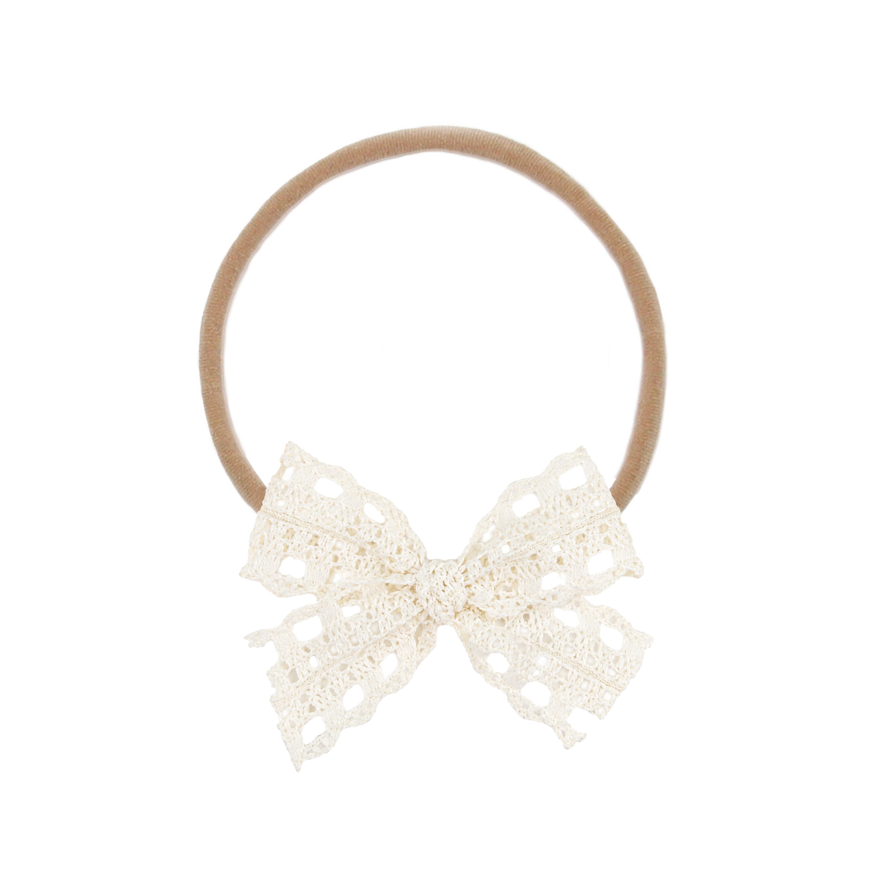 Lace Bow - Latte Crochet Headband