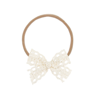Lace Bow - Latte Crochet Headband