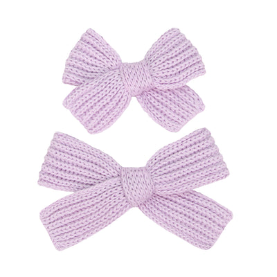 Sweater Bow - Lilac Chunky Knit Clip