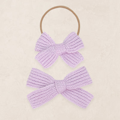 Sweater Bow - Lilac Chunky Knit