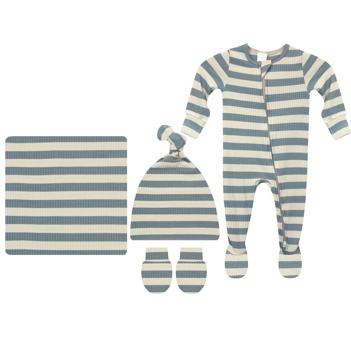Lincoln Ribbed Newborn Hat Bundle + Zipper Footie