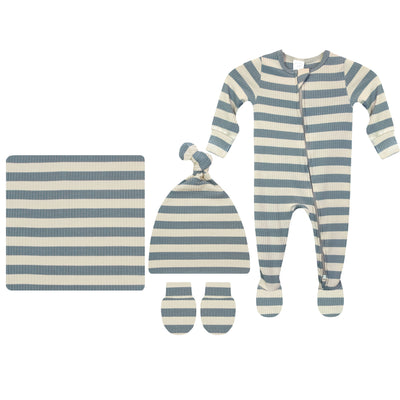 Lincoln Ribbed Newborn Hat Bundle + Zipper Footie