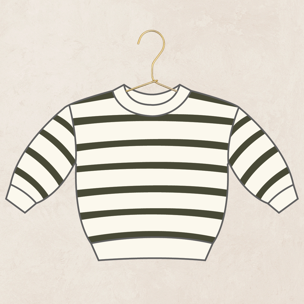 Knit Chunky Sweater - Olive Stripe
