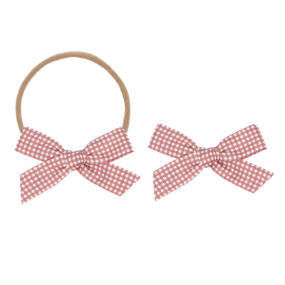 Classic Bow - Berry Gingham Petite
