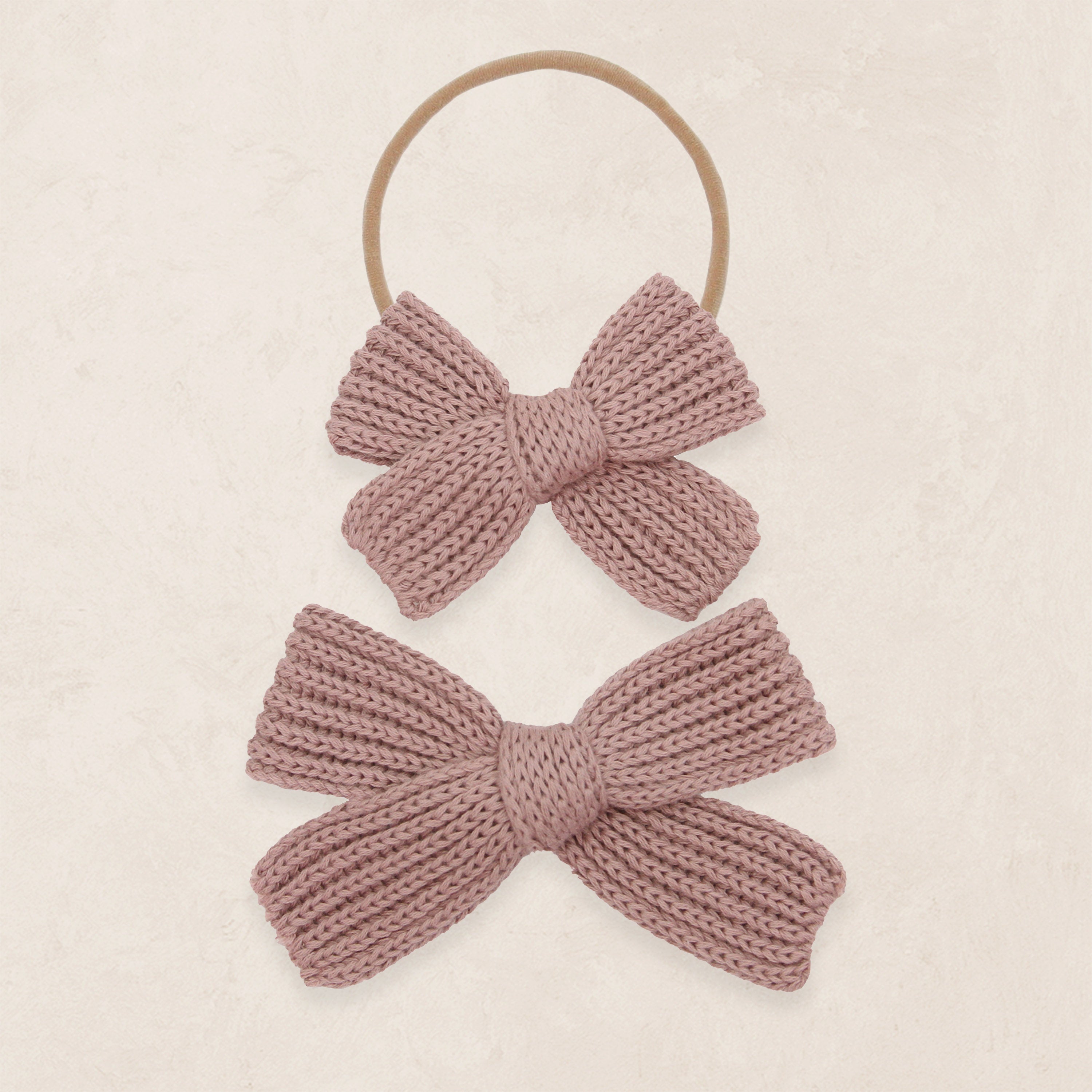 Sweater Bow - Mauve Chunky Knit