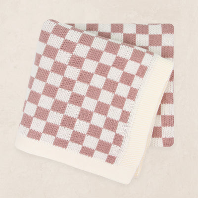 Knit Blanket - Mauve Checkered