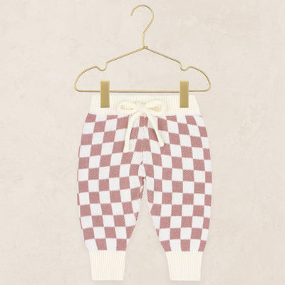 Knit Jogger Pant - Mauve Checkered