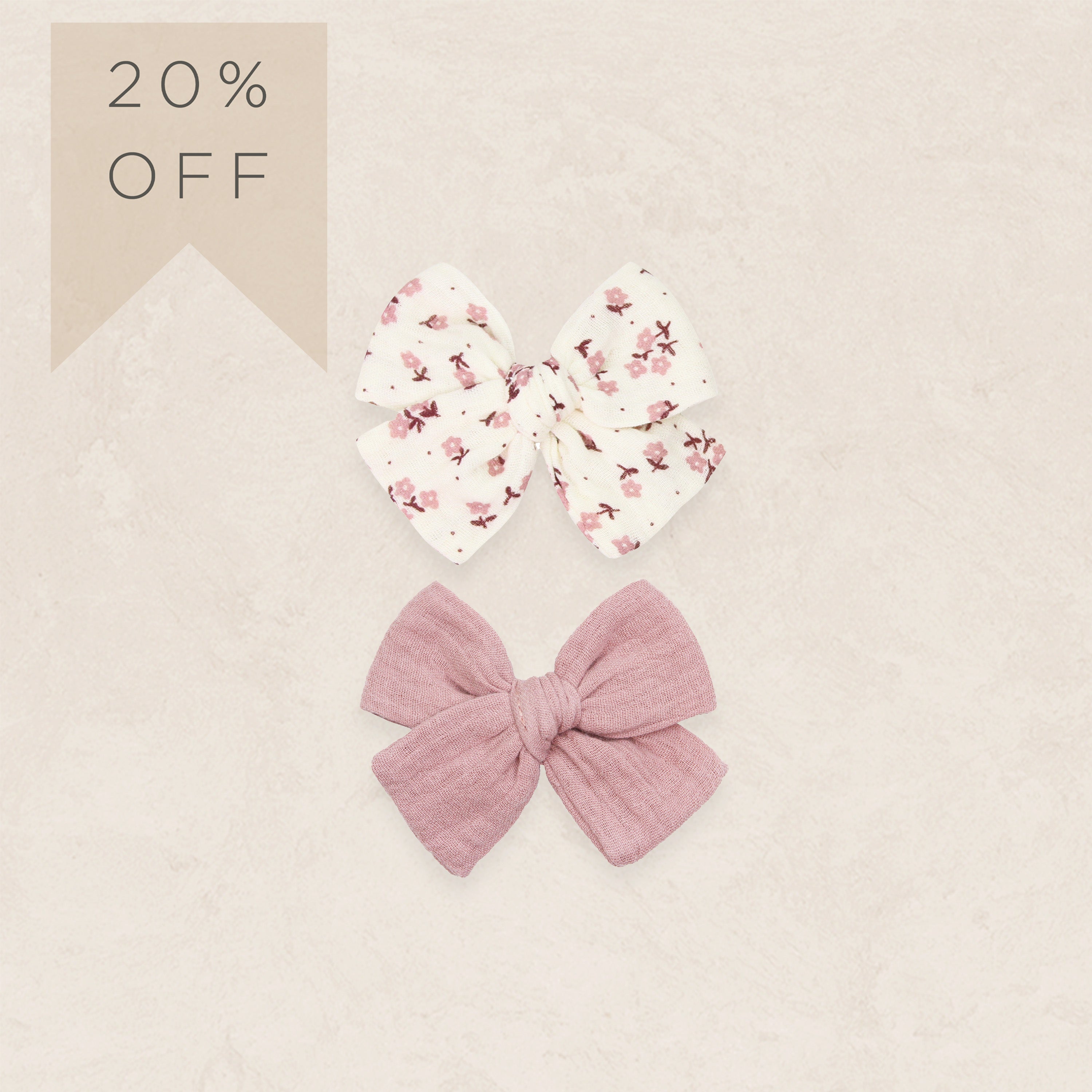 Adventure Bow 2 Pack - Mauve/Dusty Rose Clip