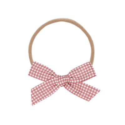 Classic Bow - Berry Gingham Petite Headband