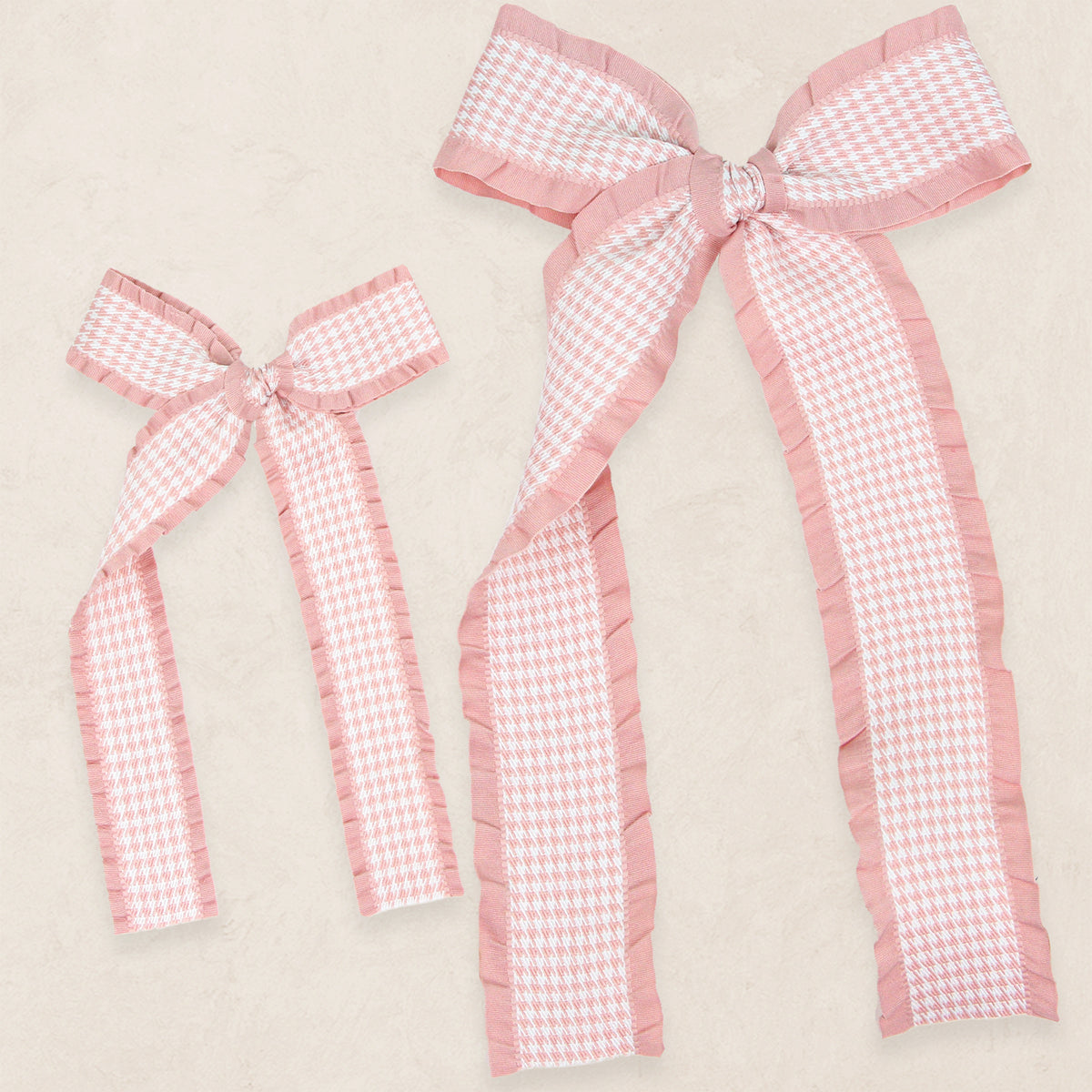 Ribbon Bow - Mauve Houndstooth Sash Clip