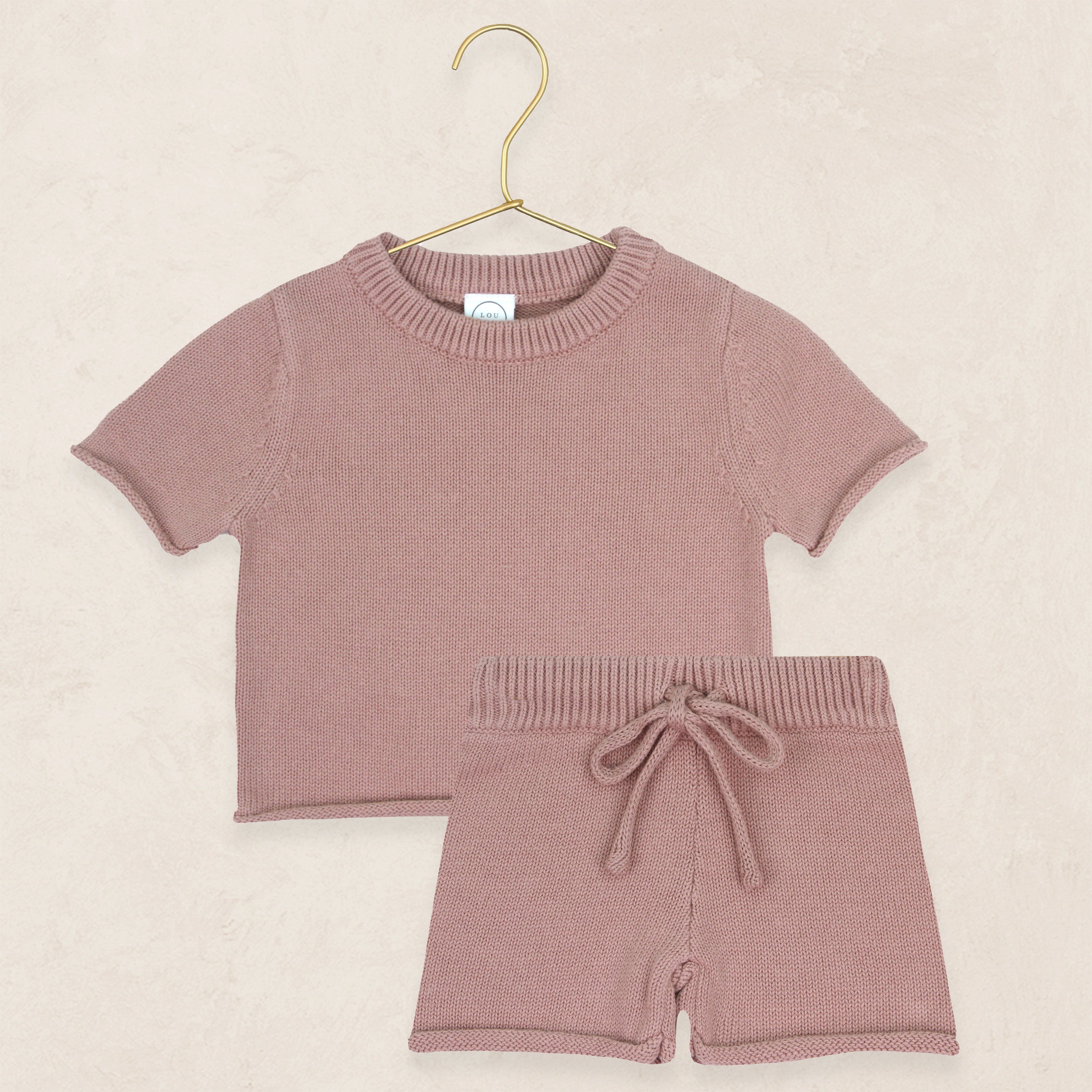 Knit Shirt + Short Set - Mauve