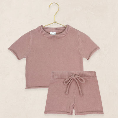 Knit Shirt + Short Set - Mauve