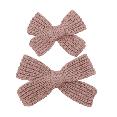 Sweater Bow - Mauve Chunky Knit Clip