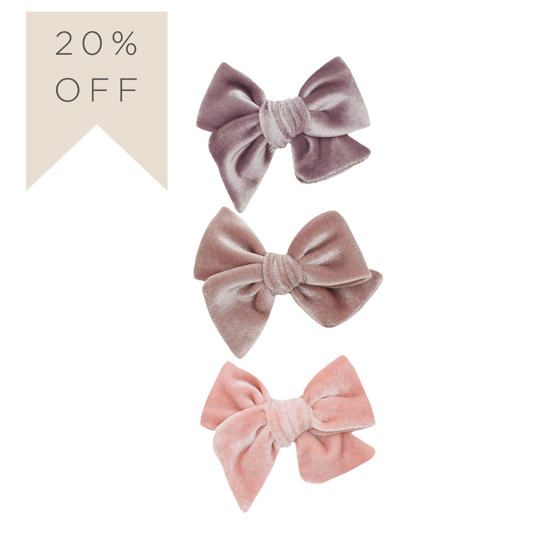 Velvet Bow 3 Pack: Mauve Clips