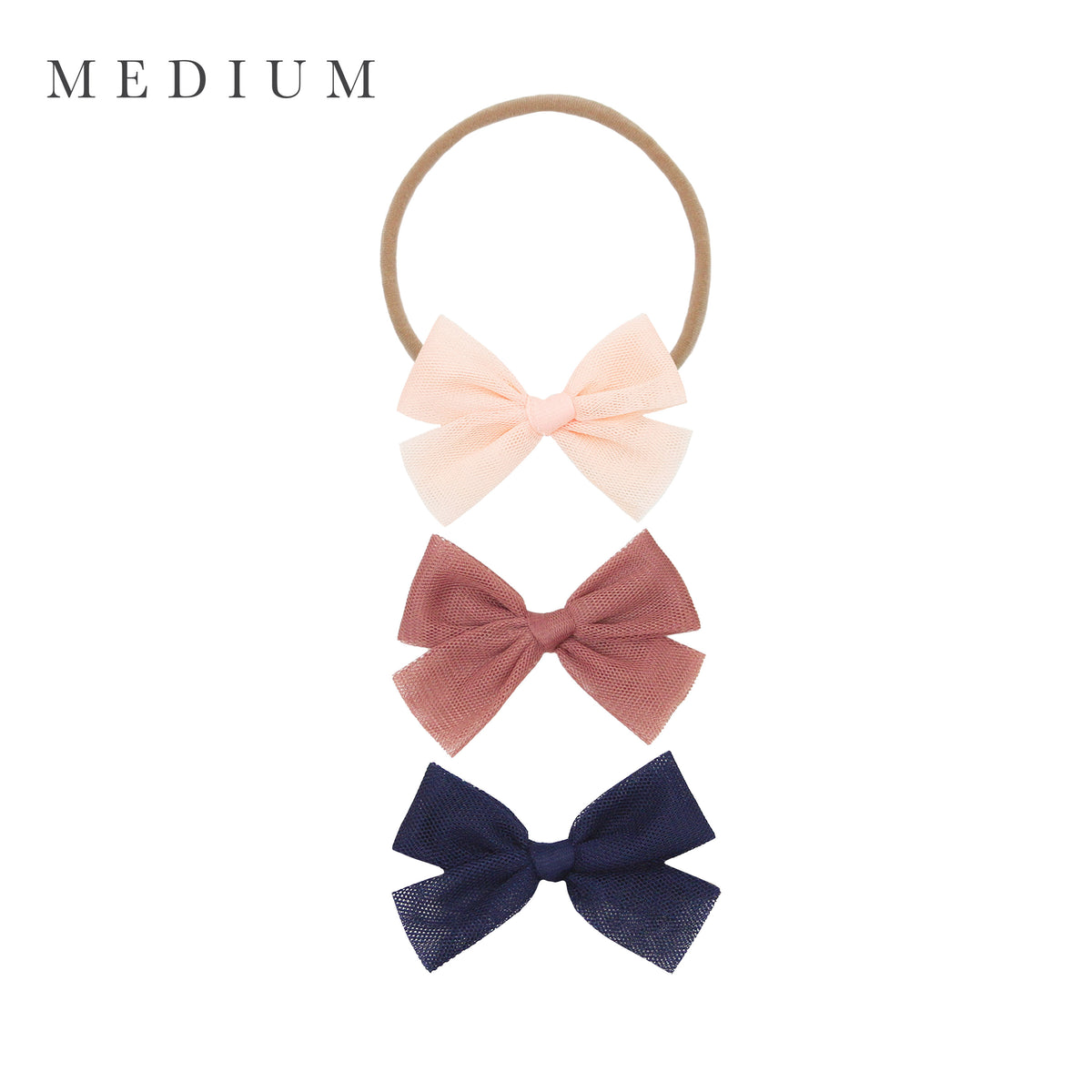 Tulle Bow 3 Pack: Rose
