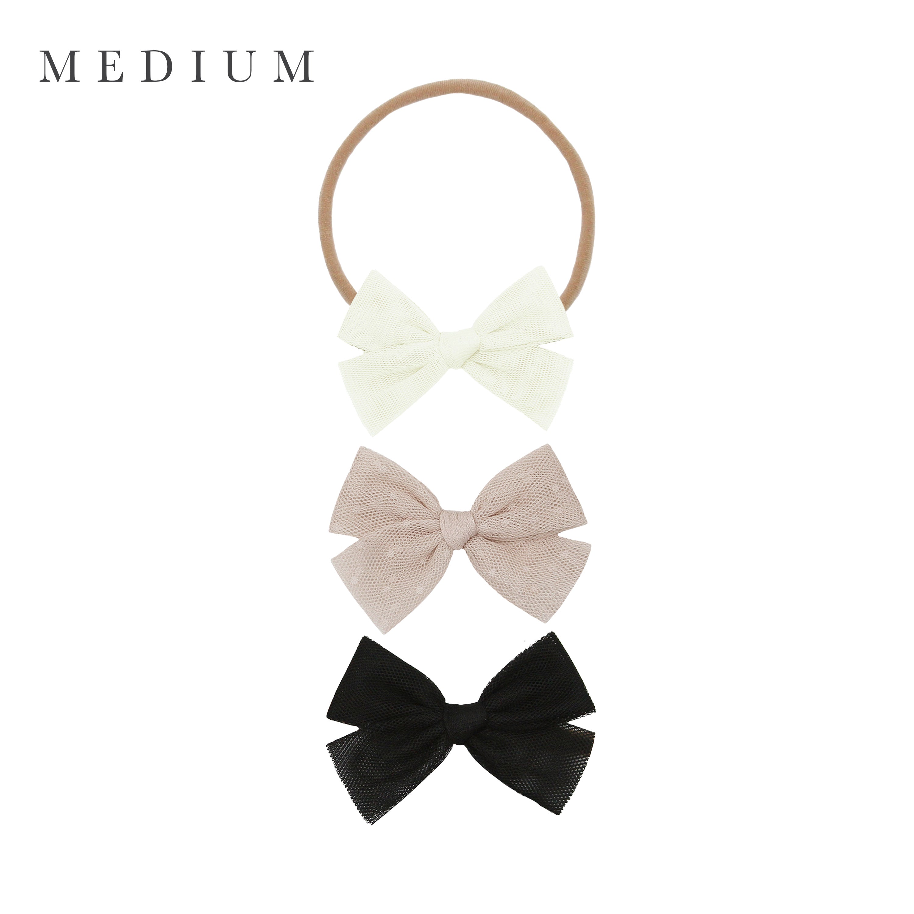 Tulle Bow 3 Pack: Tan Dot
