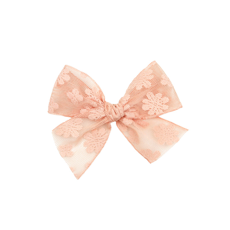 March - Lace Bow - Peach Daisy Clip