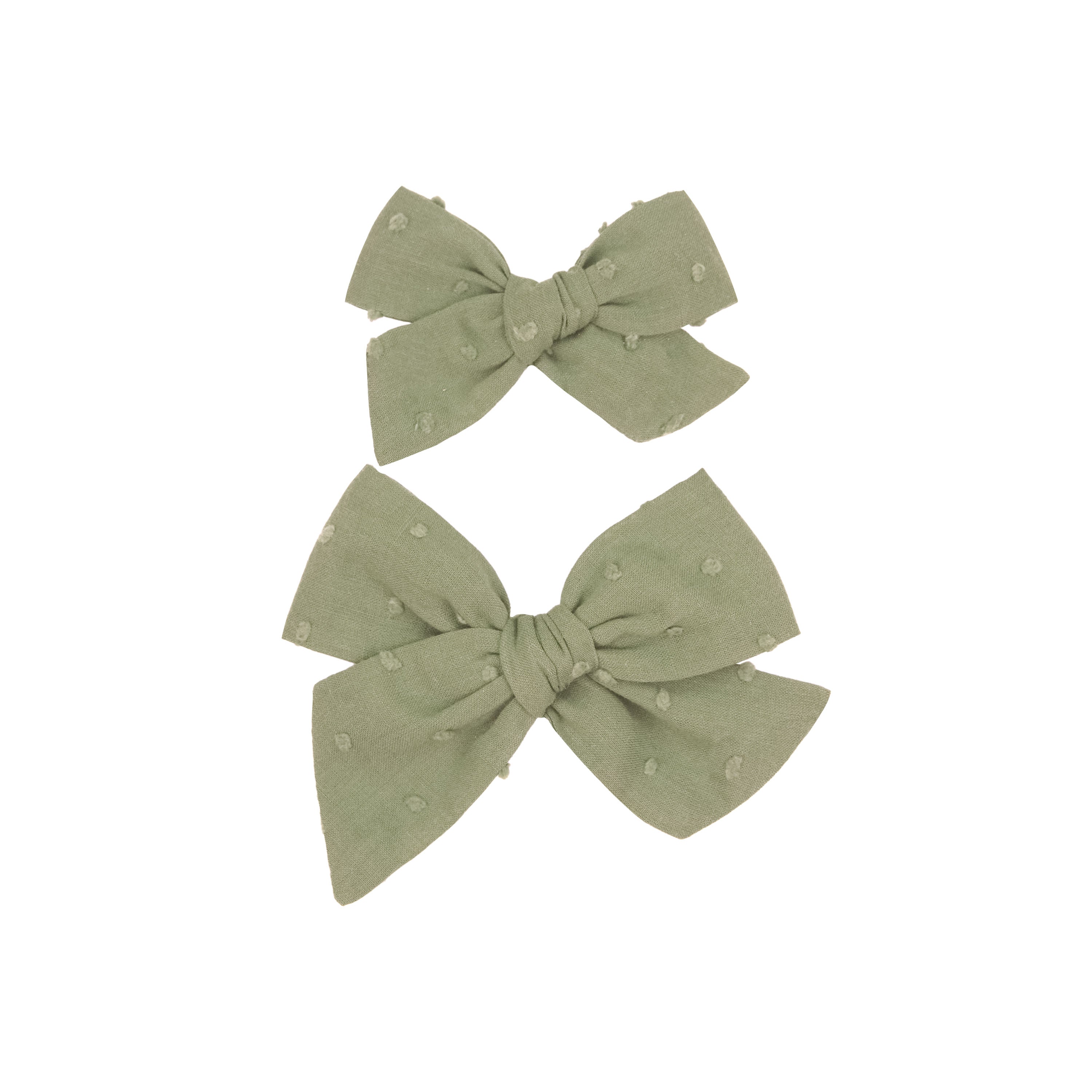 Classic Bow - Moss Swiss Dot Clip