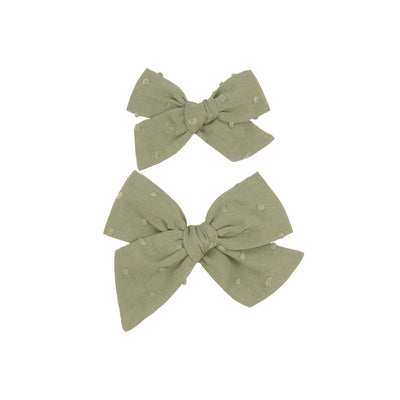 Classic Bow - Moss Swiss Dot Clip