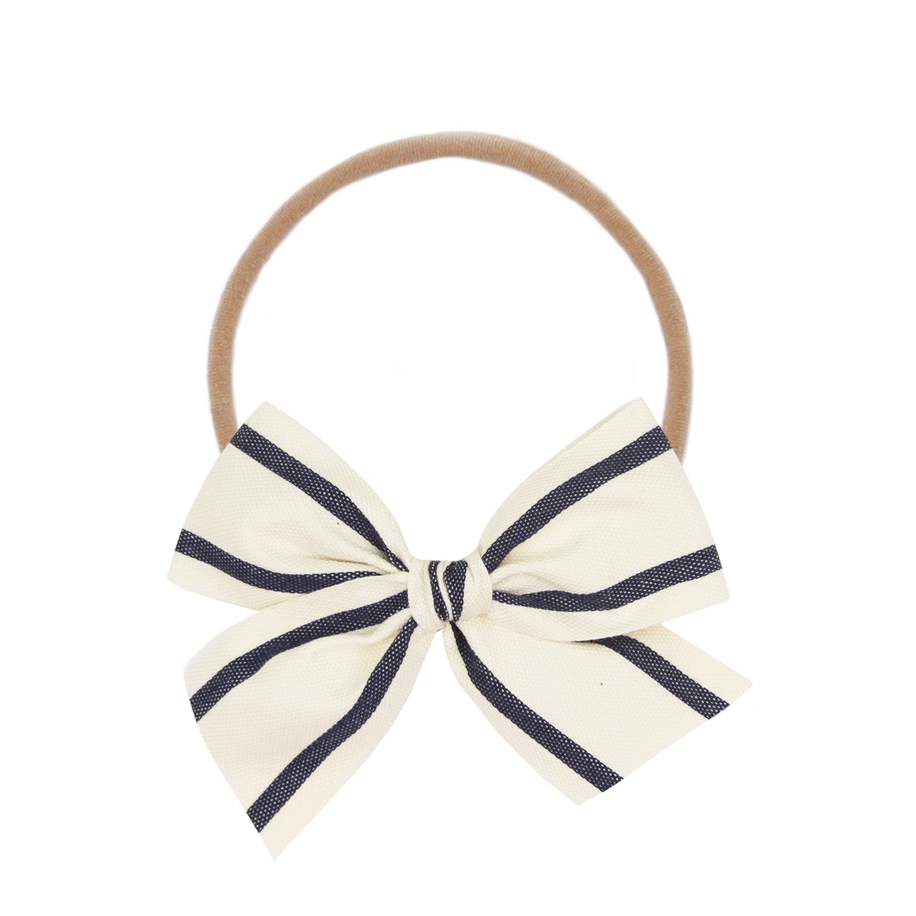 Ribbon Bow - Navy Stripe