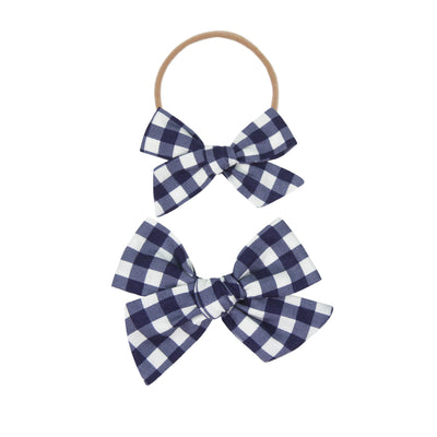 Classic Bow - Navy Gingham Headband