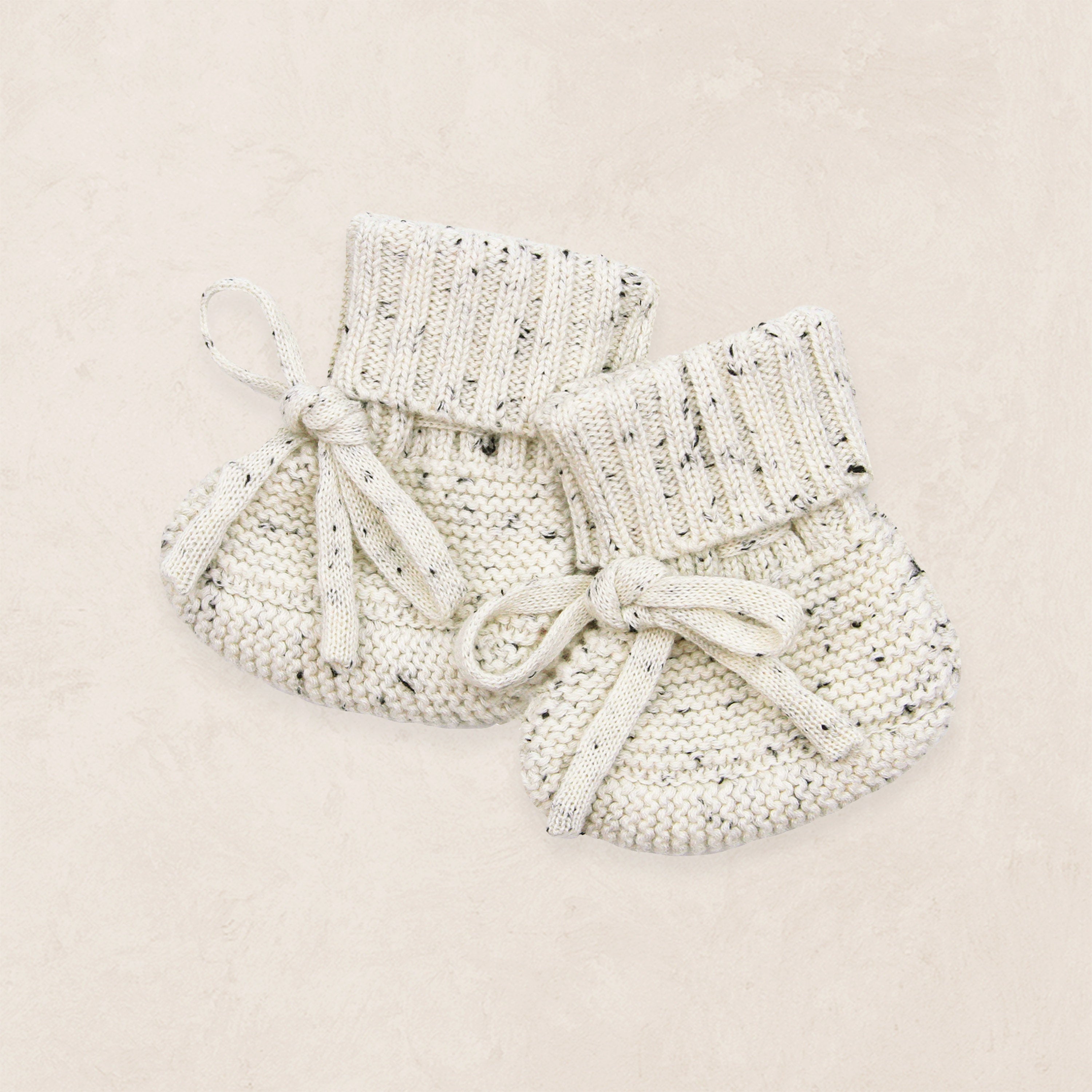 Pre-Order - Knit Booties - Cream Speckle
