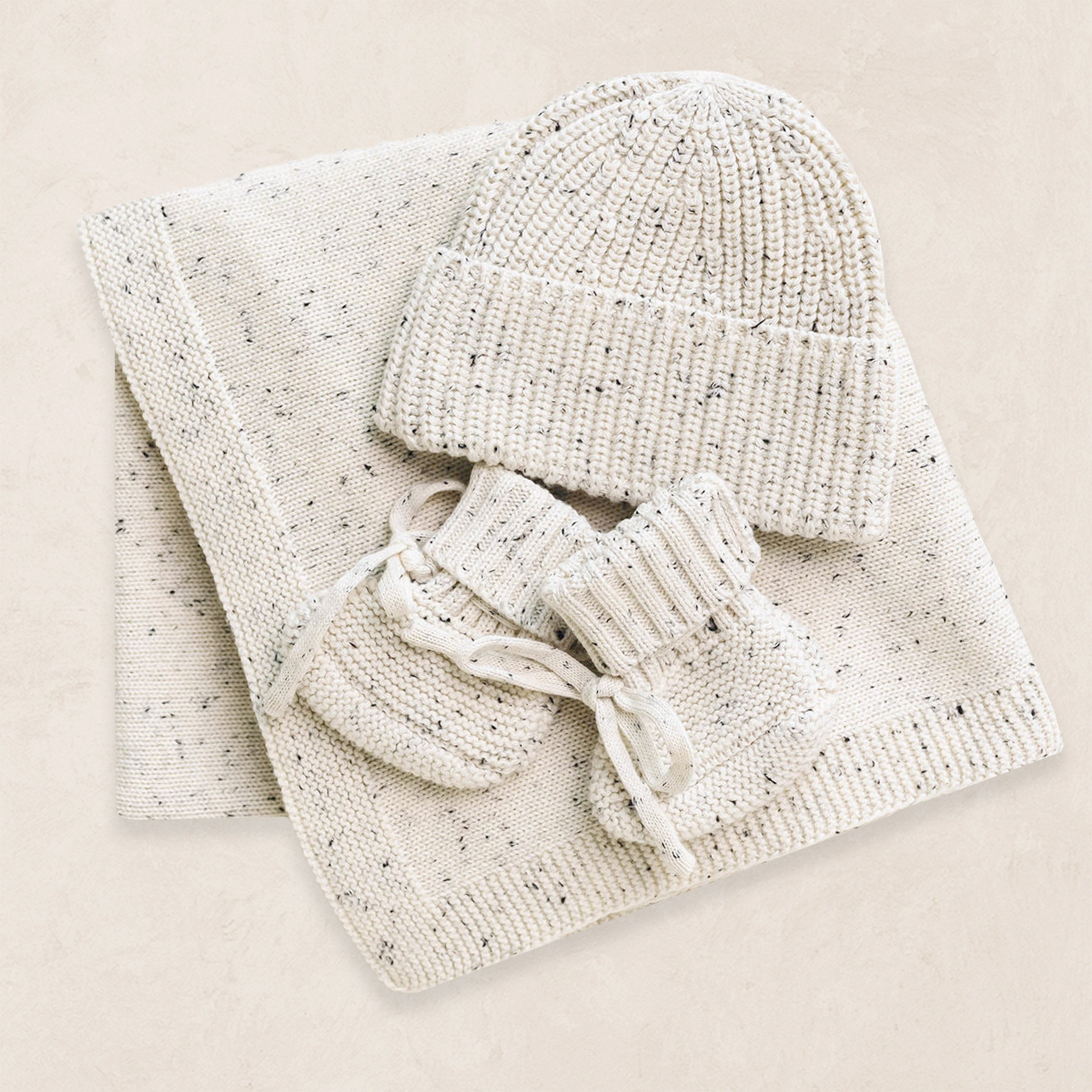 Pre-Order - Knit Beanie Bundle - Cream Speckle