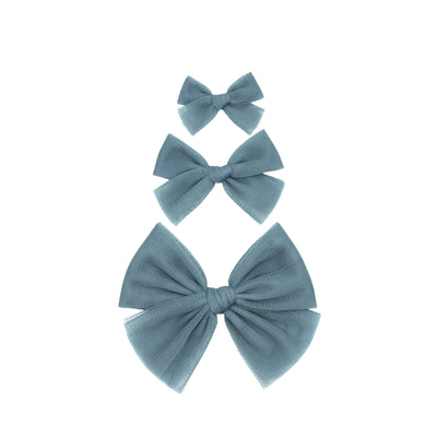 Tulle Bow - Ocean Clip