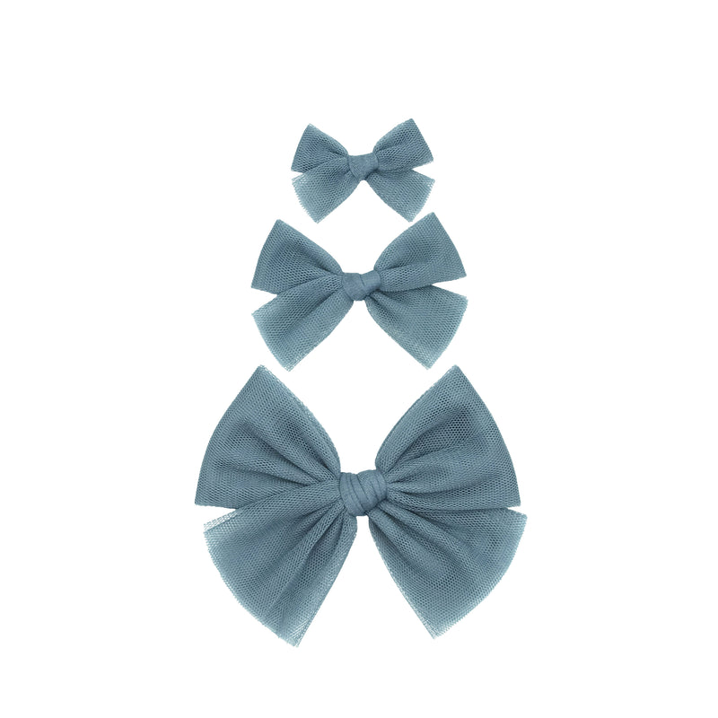 Tulle Bow - Ocean Clip