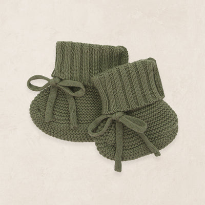 Knit Booties - Olive