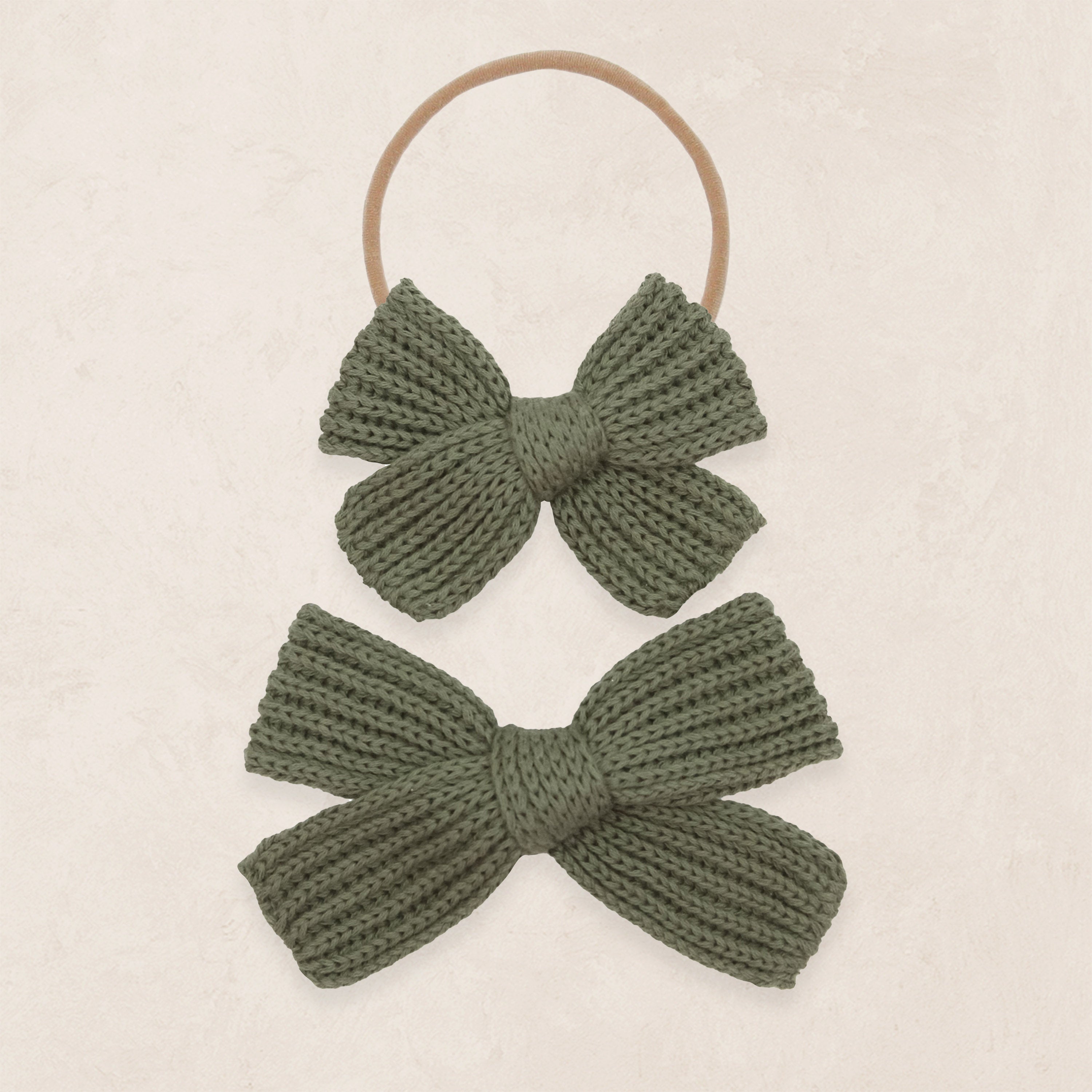 Sweater Bow - Olive Chunky Knit