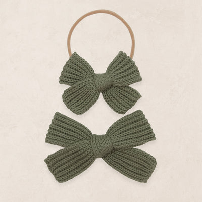 Sweater Bow - Olive Chunky Knit