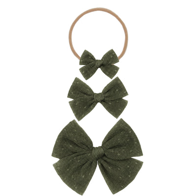 Tulle Bow - Olive Dot