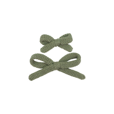 Sweater Bow - Olive Knit Clip